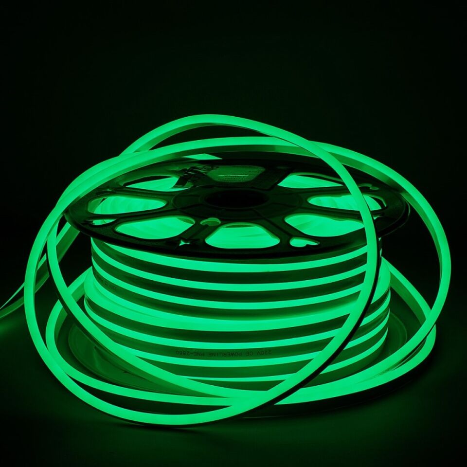 CATA Esnek Neon LED Hortum - Yeşil Işık - 12V - Dış Mekan Kullanımına Uygun