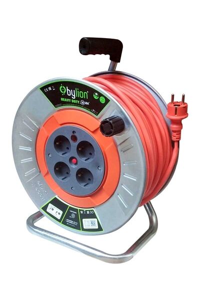 50m 3x2,5 TTR Metal Kablo Makarası IP44 4 Priz | Şantiye Tipi
