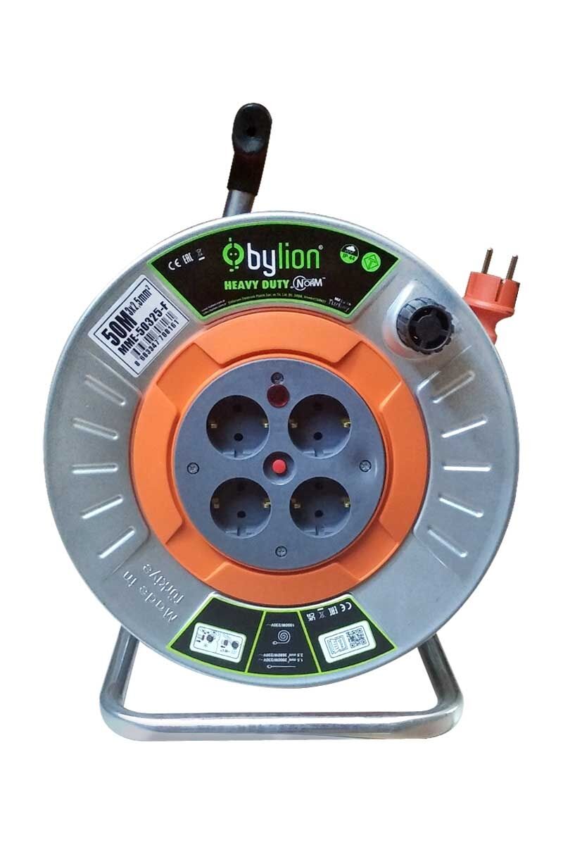 50m 3x2,5 TTR Metal Kablo Makarası IP44 4 Priz | Şantiye Tipi