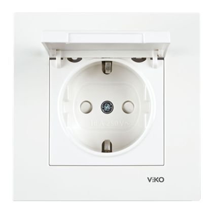 Viko Karre Beyaz Kapaklı Topraklı Priz - Çocuk Korumalı - 90967012