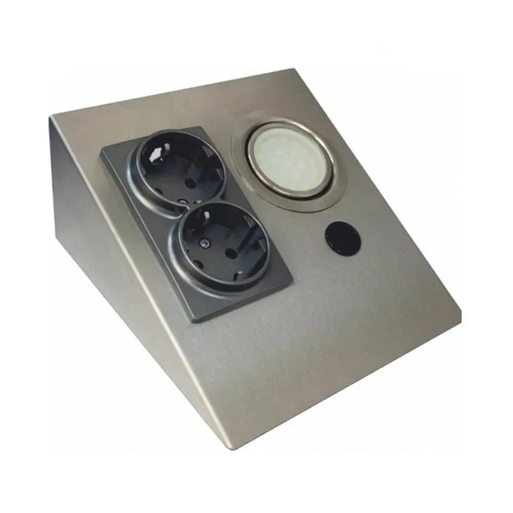 Cata 5W İnox Tezgah Altı 2'li Priz ve Spot Armatür Beyaz