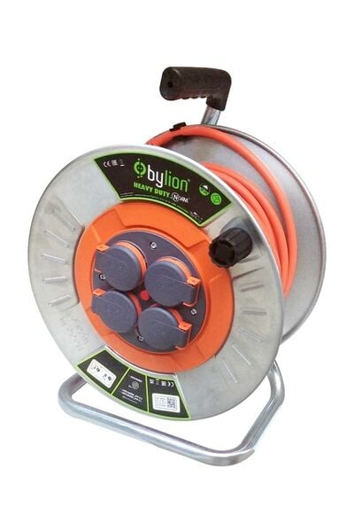 Bylion MMP-20315-F 20m 3x1,5 TTR Kapaklı Metal Kablo Makarası