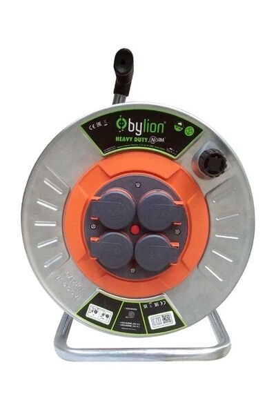 Bylion MMP-20315-F 20m 3x1,5 TTR Kapaklı Metal Kablo Makarası