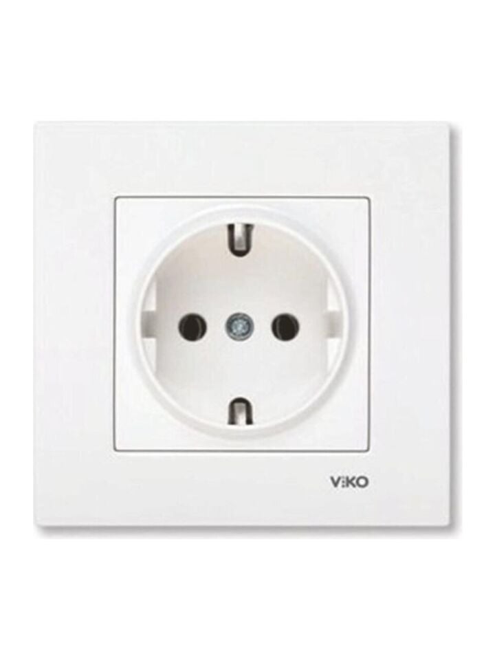 Viko Karre Beyaz Topraklı Priz – Vidalı Bağlantı, 250V 16AX, En Çok Tercih Edilen Model!