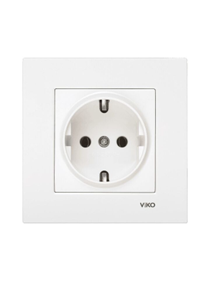 Viko Karre Beyaz Topraklı Priz – Vidalı Bağlantı, 250V 16AX, En Çok Tercih Edilen Model!