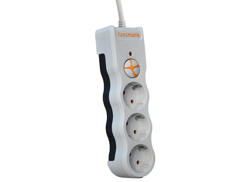 Tunçmatik PowerSurge 3'lü Akım Korumalı Priz – Beyaz, 1.5 Metre Kablolu
