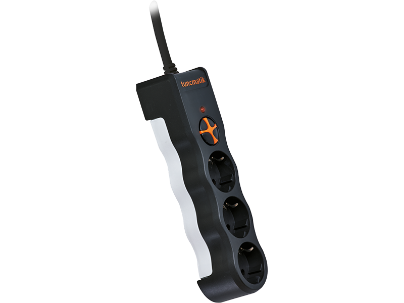 Tunçmatik PowerSurge 3'lü Akım Korumalı Priz – Siyah, 1.5 Metre Kablolu