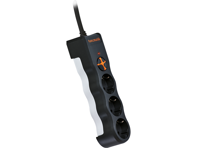 Tunçmatik PowerSurge 3'lü Akım Korumalı Priz – Siyah, 1.5 Metre Kablolu