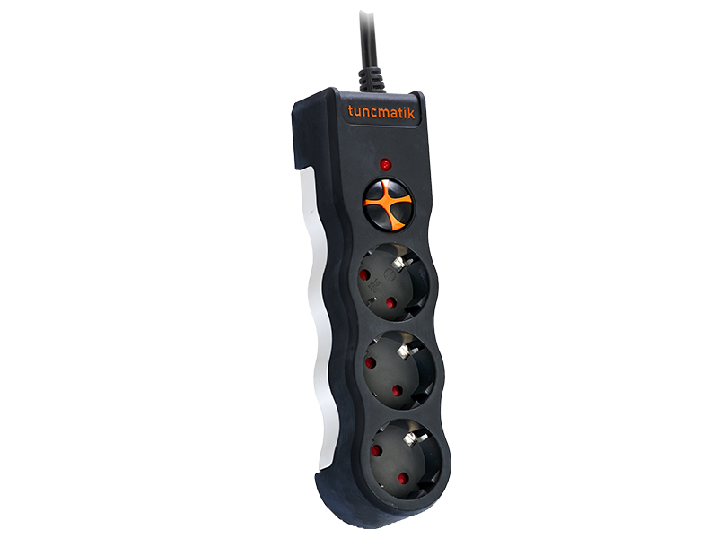 Tunçmatik PowerSurge 3'lü Akım Korumalı Priz – Siyah, 1.5 Metre Kablolu