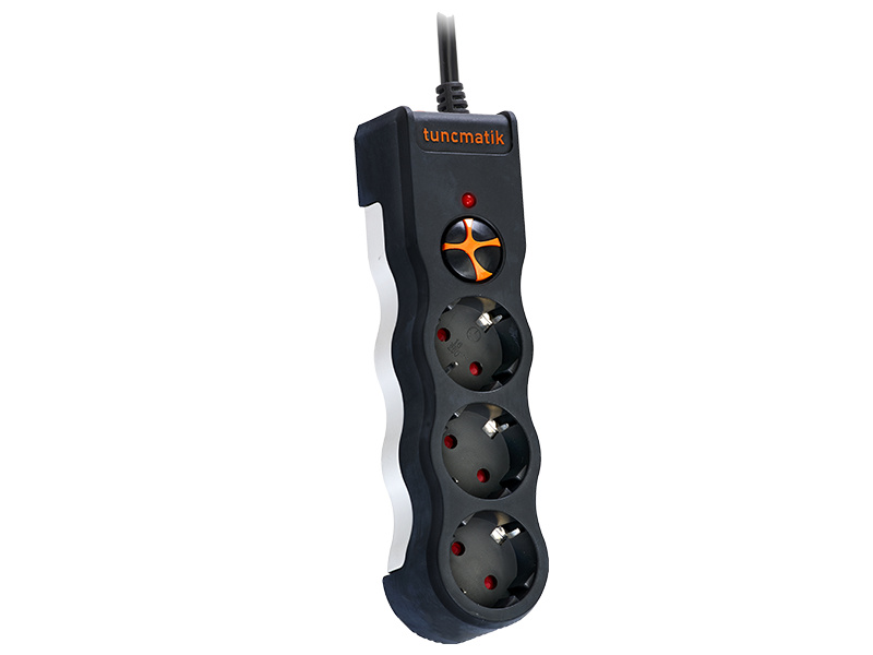 Tunçmatik PowerSurge 3'lü Akım Korumalı Priz – Siyah, 1.5 Metre Kablolu