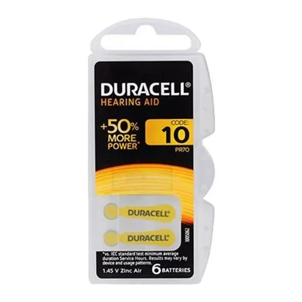 Duracell No:10 İşitme Cihazı Pili – 6’lı Paket