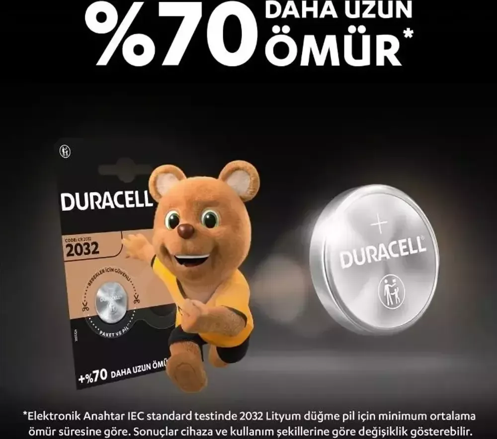 Duracell CR2032 Lityum Düğme Pil – 3V, 1’li Paket