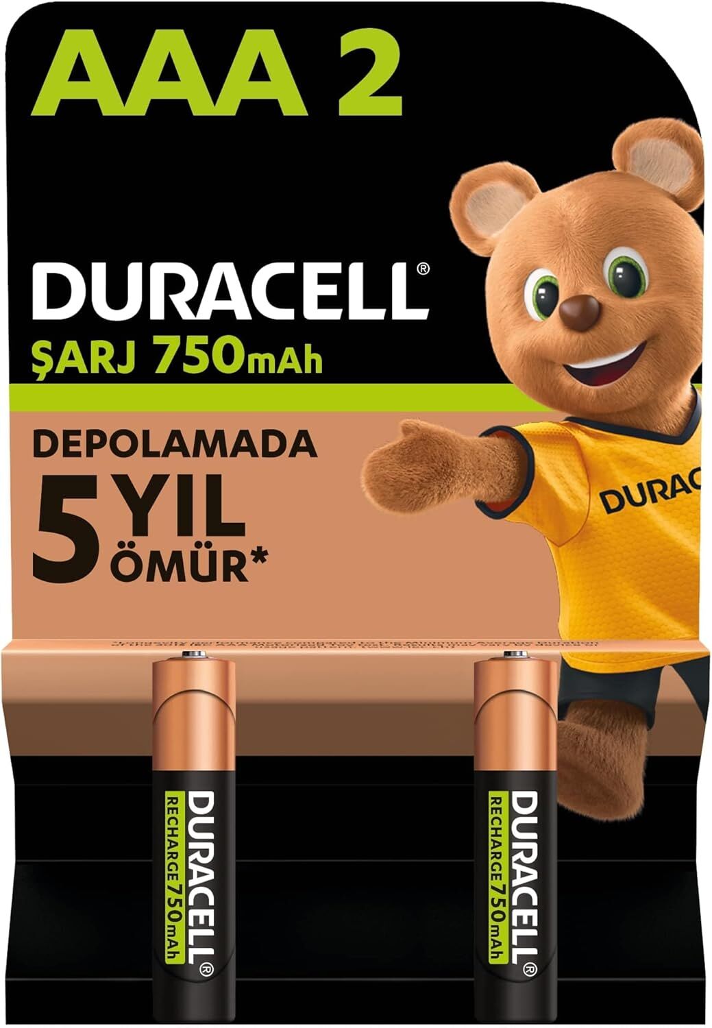 Duracell AAA 750 mAh Şarjlı Pil – 2’li Paket