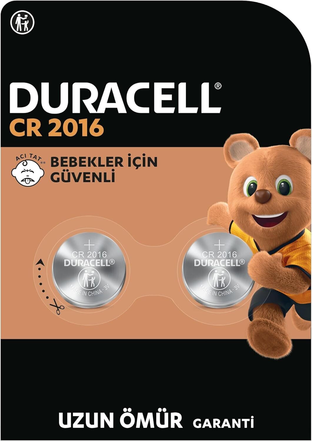 Duracell CR2016 Lityum Pil – 3V, 2’li Paket