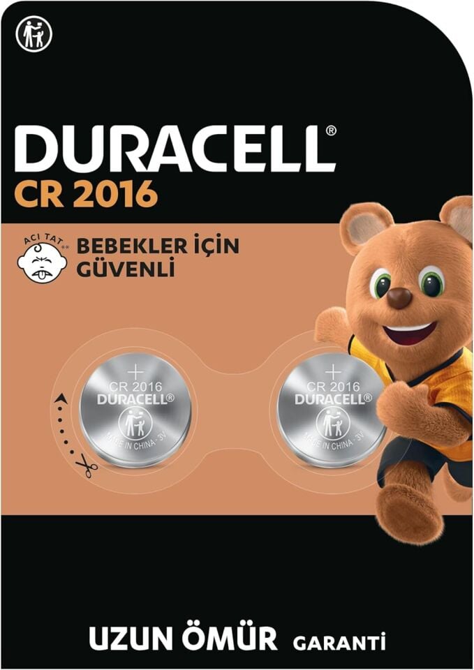 Duracell CR2016 Lityum Pil – 3V, 2’li Paket