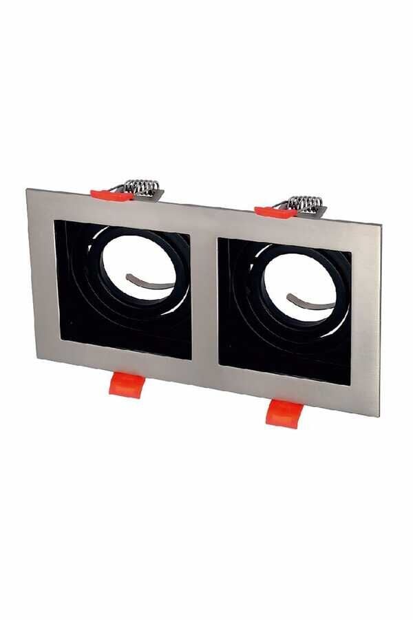 Cata CT-5226 Pars Kare İkili Spot Kasa | Satin Renk | Boş Kasa GU10 Uyumlu