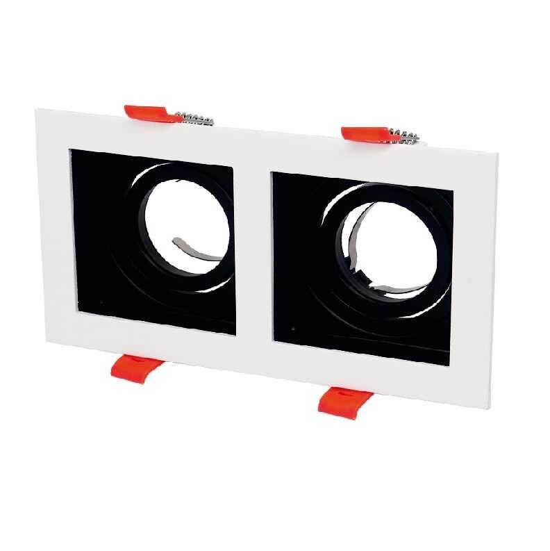 Cata CT-5227 Pars İkili Kare Spot Armatür Beyaz-Siyah Kasa (Boş Kasa)