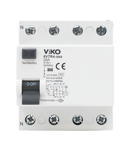 Kaçak Akım Koruma Rölesi AC Tip 30mA 4 Kutup 25A