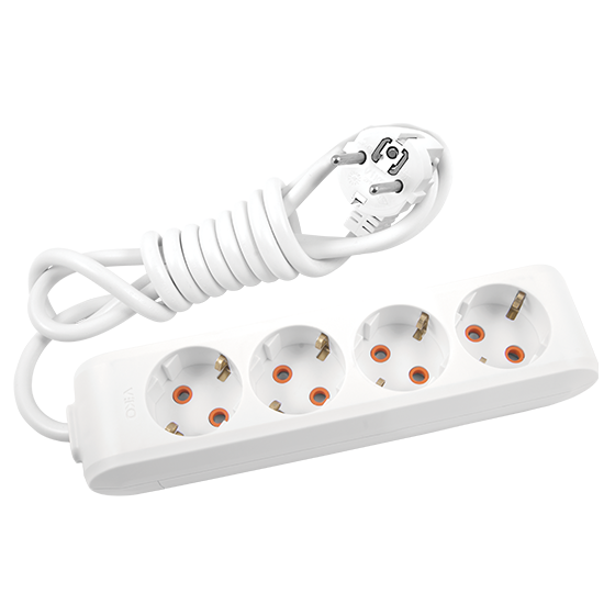 Viko Multi-Let 4'lü Topraklı Grup Priz 3 Metre Beyaz Çocuk Korumalı