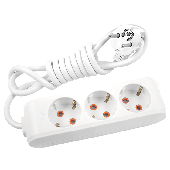 Viko Multi-Let Üçlü Grup Priz – Topraklı, Çocuk Korumalı, 1 Metre Kablo, Beyaz